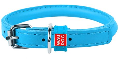 Ошейник кожаный круглый для длинношерстных собак синий 8 мм 20 - 25 см Collar WauDog Glamour (1 шт)