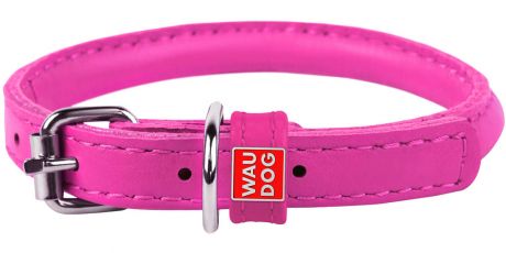 Ошейник кожаный круглый для длинношерстных собак розовый 8 мм 20 - 25 см Collar WauDog Glamour (1 шт)