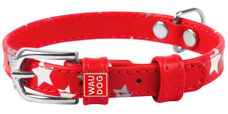 Ошейник кожаный для собак Звездочка красный 12 мм 19 – 25 см Collar WauDog Glamour (1 шт)