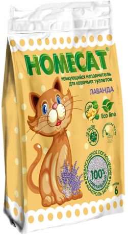 Homecat эколайн лаванда наполнитель комкующийся для туалета кошек (6 л)