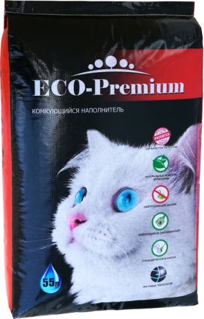 Eco-premium Green наполнитель древесный комкующийся для туалета кошек без запаха зеленый (7,6 кг)