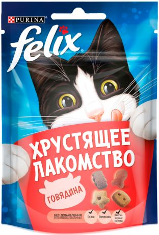 Лакомство Felix хрустящее лакомство для кошек с говядиной (60 гр)