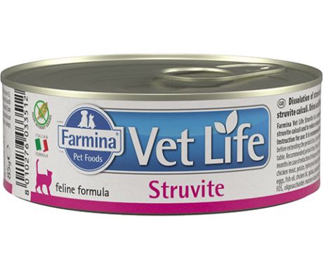 Farmina Vet Life Feline Struvite для взрослых кошек при мочекаменной болезни (струвиты) 85 гр (85 гр х 12 шт)