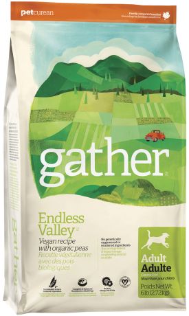 Gather Dog Endless Valley Vegan вегетарианский для взрослых собак всех пород (7,26 кг)