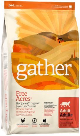 Gather Cat Free Acres Chicken монобелковый для взрослых кошек всех пород с курицей (3,63 кг)