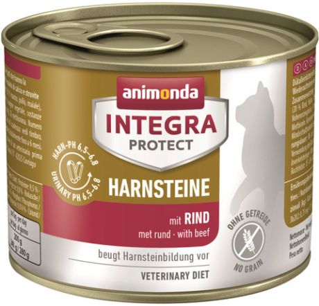 Animonda Integra Protect Cat Harnsteine Urinary для взрослых кошек при мочекаменной болезни с говядиной 200 гр (200 гр)