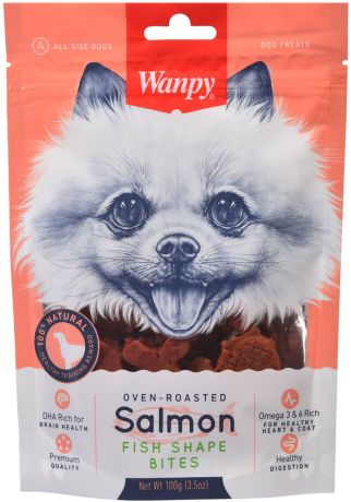 Лакомство Wanpy Dog для собак рыбки с лососем (100 гр)