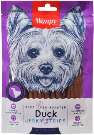 Лакомство Wanpy Dog для собак соломка утиная (100 гр)