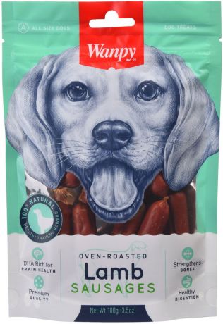 Лакомство Wanpy Dog для собак сосиски из мяса ягненка (100 гр)