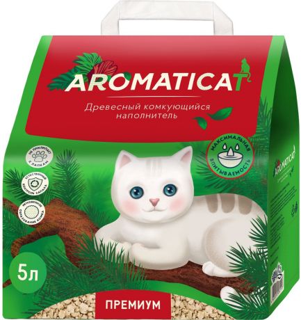 Aromaticat Premium наполнитель древесный комкующийся для туалета кошек (10 л)