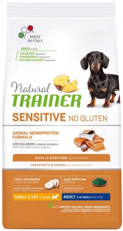Trainer Natural Sensitive No Gluten Small & Toy Adult Salmon безглютеновый для взрослых собак маленьких пород с лососем (0,8 кг)