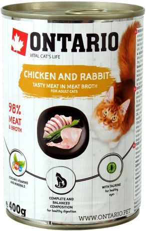 Ontario для взрослых кошек с курицей и кроликом 400 гр (400 гр)