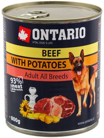 Ontario для взрослых собак с говядиной и картофелем (800 гр х 6 шт)