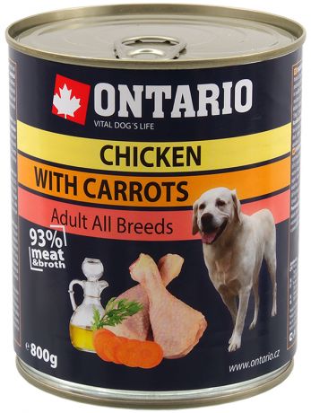 Ontario для взрослых собак с курицей и морковью (400 гр х 6 шт)