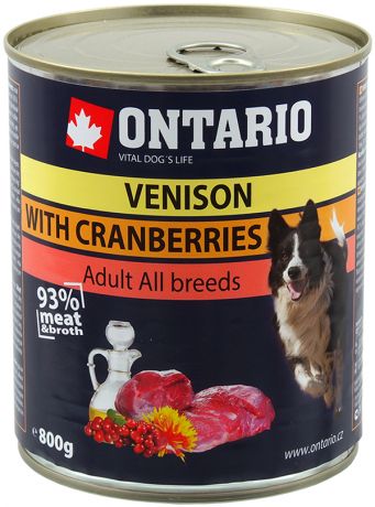 Ontario для взрослых собак с олениной и клюквой (800 гр)