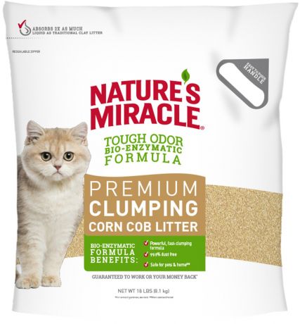 Nature’s Miracle Premium наполнитель комкующийся кукурузный для туалета кошек (10 л)