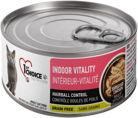 1st Choice Cat Adult Indoor Vitality беззерновые для взрослых кошек живущих дома с курицей и яблоками 85 гр (85 гр х 24 шт)