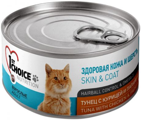 1st Choice Cat Adult беззерновые для взрослых кошек с тунцом, курицей и папайей 85 гр (85 гр х 12 шт)