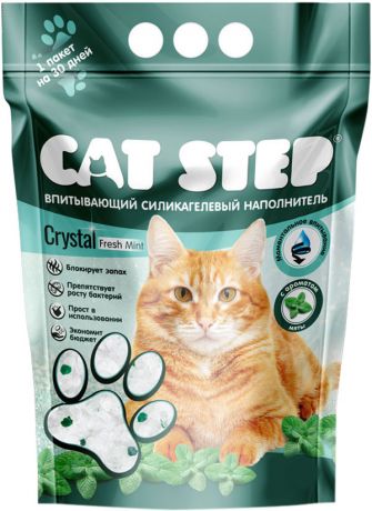Cat Step Crystal Fresh Mint наполнитель силикагелевый для туалета кошек с ароматом мяты (1,67 кг)
