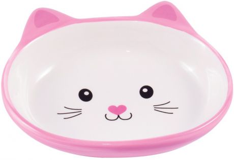 Керамическая миска блюдце КерамикАрт Мордочка кошки розовая (0,16 л)
