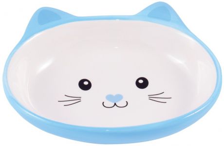 Керамическая миска блюдце КерамикАрт Мордочка кошки голубая (0,16 л)