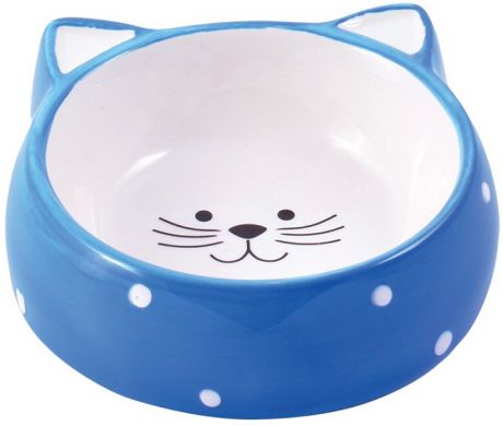 Керамическая миска КерамикАрт Мордочка кошки голубая (0,25 л)