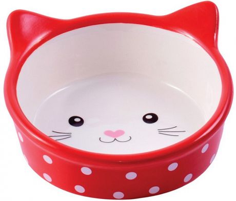 Керамическая миска КерамикАрт Мордочка кошки красная (0,25 л)