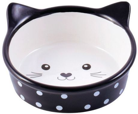 Керамическая миска КерамикАрт Мордочка кошки черная (0,25 л)