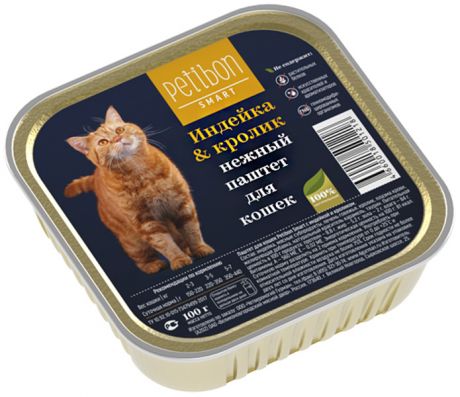 Petibon Smart для кошек паштет с индейкой и кроликом (100 гр)