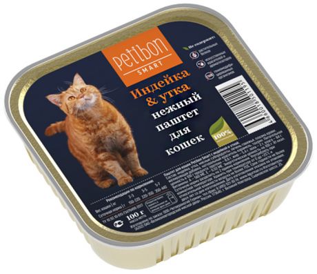 Petibon Smart для кошек паштет с индейкой и уткой (100 гр)