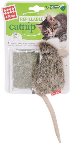 Игрушка для кошек GiGwi Refillable Catnip Мышка с кошачьей мятой 10 см 75300 (1 шт)