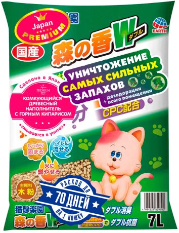 Наполнитель комкующийся Premium Pet Japan древесный с горным кипарисом для туалета кошек (7 л)