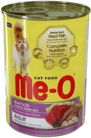 Me-o Cat Adult для взрослых кошек с морепродуктами в креветочном желе 400 гр (400 гр)