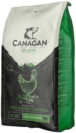 Canagan Grain Free Free-run Chicken Medium Breed беззерновой для собак и щенков средних пород с цыпленком (6 кг)