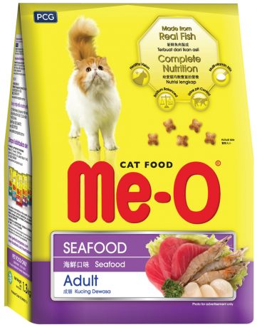 Me-o Adult Cat для взрослых кошек c морепродуктами (1,2 кг)