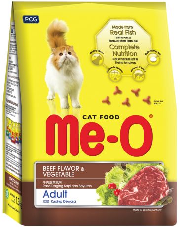 Me-o Adult Cat для взрослых кошек c говядиной и овощами (7 кг)