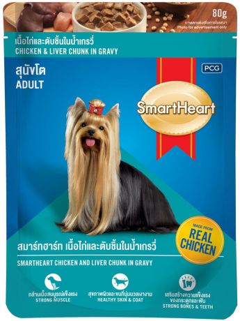 Smartheart Adult Dog для взрослых собак с курицей и печенью в соусе 80 гр (80 гр)