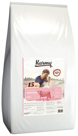 Karmy Delicious Mini для привередливых взрослых собак маленьких пород с телятиной (15 кг)