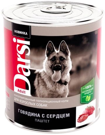 Darsi Adult Dog для взрослых собак паштет с говядиной и сердцем 850 гр (850 гр)