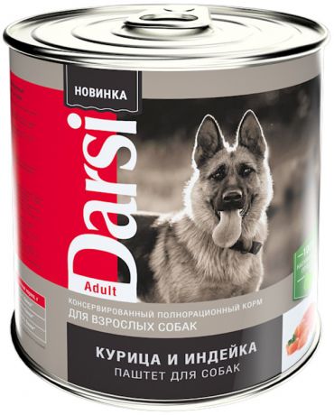 Darsi Adult Dog для взрослых собак паштет с курицей и индейкой (850 гр х 6 шт)