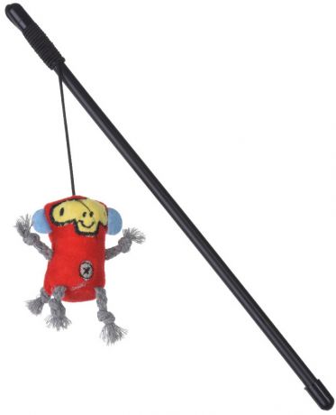 Игрушка для кошек Грызлик Ам дразнилка Обезьяна с веревками со звуком 30 см (1 шт)