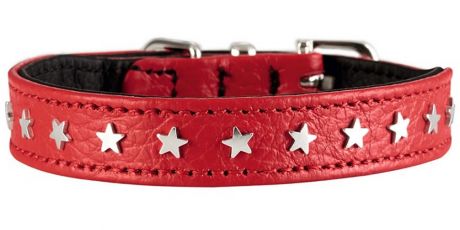 Ошейник для собак Hunter Capri Mini Stars 30 натуральная кожа красный 16 мм 23 – 27 см (1 шт)