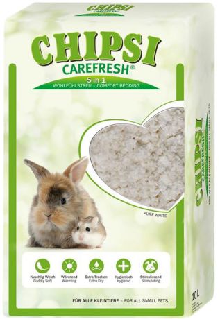 Chipsi CareFresh Pure White наполнитель-подстилка натуральный на бумажной основе для мелких домашних животных и птиц белый (10 л)