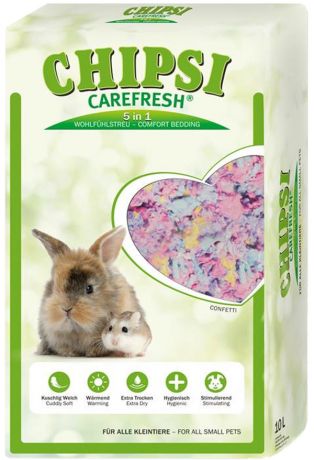 Chipsi CareFresh Confetti наполнитель-подстилка натуральный на бумажной основе для мелких домашних животных и птиц разноцветный (10 л)