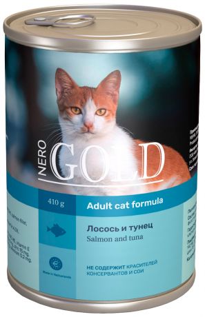 Nero Gold Adult Cat Salmon & Tuna для взрослых кошек с лососем и тунцом 410 гр (410 гр х 24 шт)