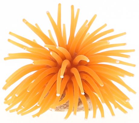 Декор для аквариума Коралл силиконовый Vitality на керамической основе оранжевый 4,5 х 4,5 х 4 см (1 шт)