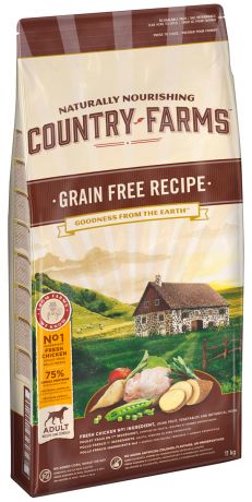 Country Farms Adult Dog Grain Free Recipe беззерновой для взрослых собак с курицей (11 кг)