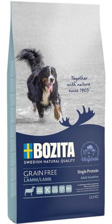 Bozita Grain Free Lamb монобелковый для взрослых собак всех пород с нормальным уровнем активности с ягненком (12,5 кг)