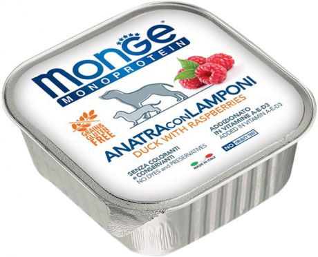 Monge Dog Monoprotein Fruits монобелковые для взрослых собак паштет с уткой и малиной (150 гр)