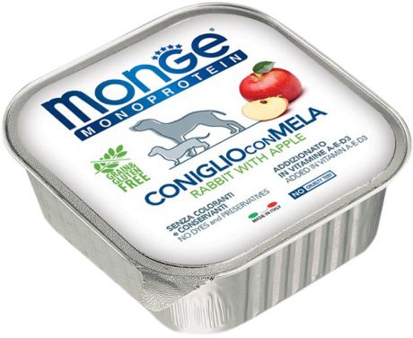 Monge Dog Monoprotein Fruits монобелковые для взрослых собак паштет с кроликом и яблоками (150 гр)